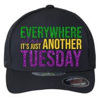 Everywhere Else Its Just Another Tuesday Mardi Gras Flexfit Unipanel Trucker Cap