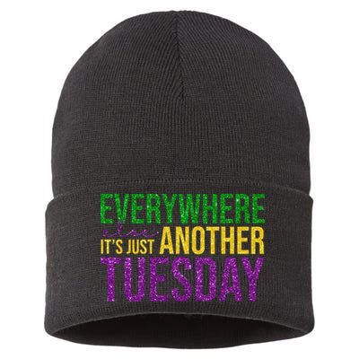 Everywhere Else Its Just Another Tuesday Mardi Gras Sustainable Knit Beanie
