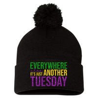 Everywhere Else Its Just Another Tuesday Mardi Gras Pom Pom 12in Knit Beanie