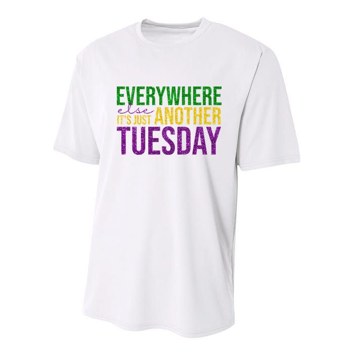 Everywhere Else Its Just Another Tuesday Mardi Gras Youth Performance Sprint T-Shirt