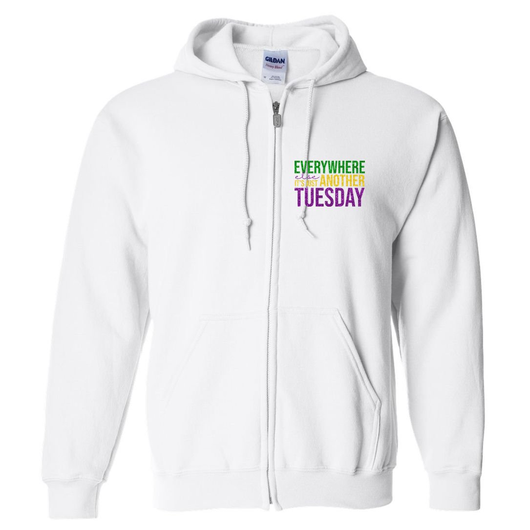 Everywhere Else Its Just Another Tuesday Mardi Gras Full Zip Hoodie