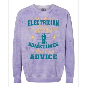 Electrician Electricity Lineman Wiring Electrical Engineer Colorblast Crewneck Sweatshirt