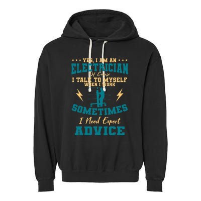 Electrician Electricity Lineman Wiring Electrical Engineer Garment-Dyed Fleece Hoodie