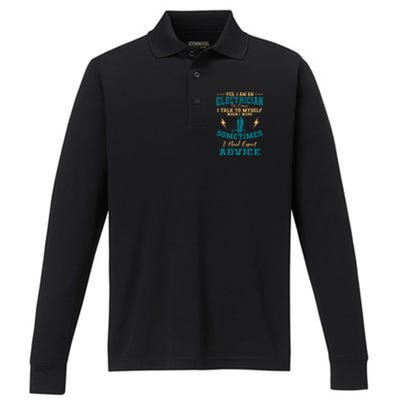 Electrician Electricity Lineman Wiring Electrical Engineer Performance Long Sleeve Polo