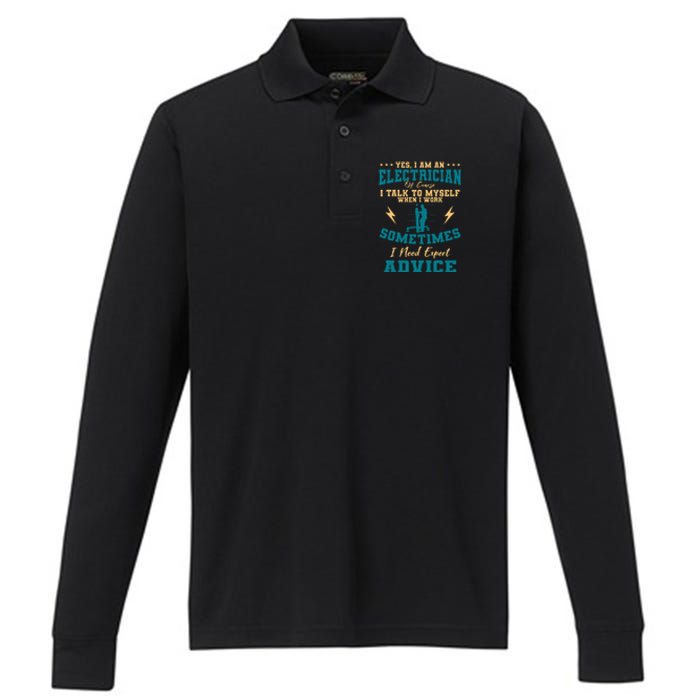 Electrician Electricity Lineman Wiring Electrical Engineer Performance Long Sleeve Polo