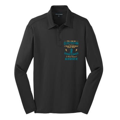 Electrician Electricity Lineman Wiring Electrical Engineer Silk Touch Performance Long Sleeve Polo