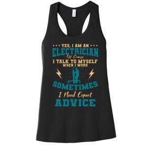 Electrician Electricity Lineman Wiring Electrical Engineer Women's Racerback Tank