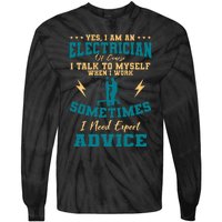 Electrician Electricity Lineman Wiring Electrical Engineer Tie-Dye Long Sleeve Shirt