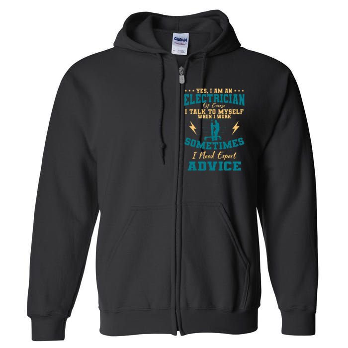 Electrician Electricity Lineman Wiring Electrical Engineer Full Zip Hoodie