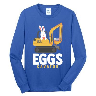 Eggscavator Excavator Lover Easter Sunday Holy Week Gift Tall Long Sleeve T-Shirt