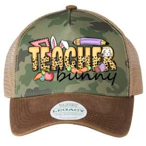 Easter Eggs Leopard Teacher Funny Bunny Easter Day Legacy Tie Dye Trucker Hat