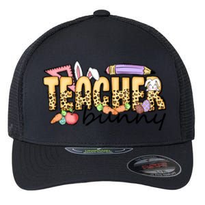 Easter Eggs Leopard Teacher Funny Bunny Easter Day Flexfit Unipanel Trucker Cap