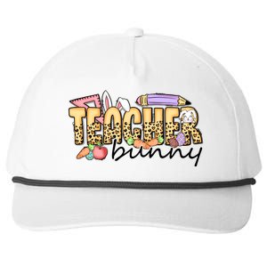 Easter Eggs Leopard Teacher Funny Bunny Easter Day Snapback Five-Panel Rope Hat