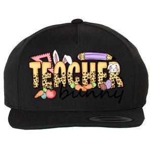 Easter Eggs Leopard Teacher Funny Bunny Easter Day Wool Snapback Cap