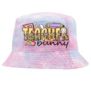 Easter Eggs Leopard Teacher Funny Bunny Easter Day Tie-Dyed Bucket Hat