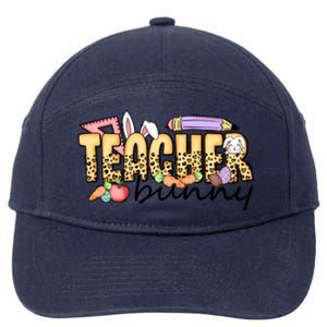 Easter Eggs Leopard Teacher Funny Bunny Easter Day 7-Panel Snapback Hat