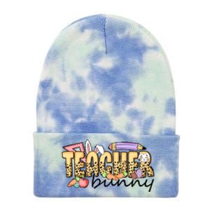 Easter Eggs Leopard Teacher Funny Bunny Easter Day Tie Dye 12in Knit Beanie