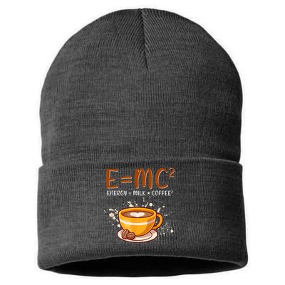 E=mc2 Energy= Milk Coffee2 Coffee Lovers Sustainable Knit Beanie