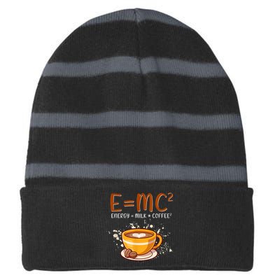 E=mc2 Energy= Milk Coffee2 Coffee Lovers Striped Beanie with Solid Band