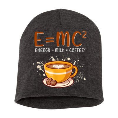 E=mc2 Energy= Milk Coffee2 Coffee Lovers Short Acrylic Beanie