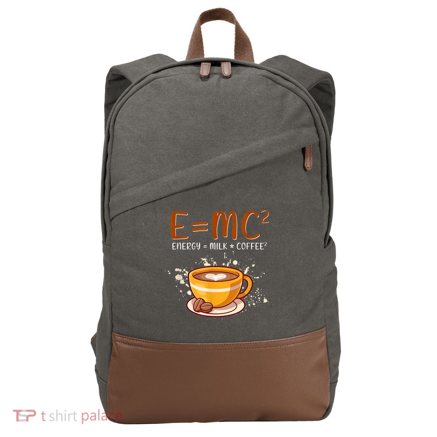 E=mc2 Energy= Milk Coffee2 Coffee Lovers Cotton Canvas Backpack