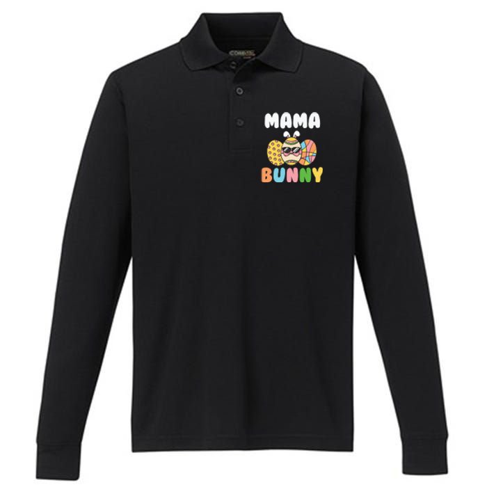 Easter Egg Mama Bunny Matching Family Mother's Day Easter Day Performance Long Sleeve Polo