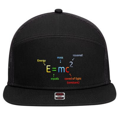E Equals M C Squared E=Mc2 Science Equation 7 Panel Mesh Trucker Snapback Hat