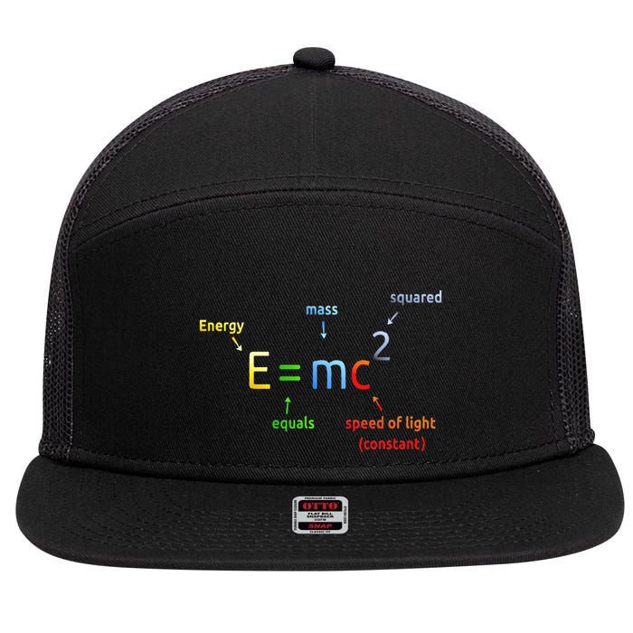 E Equals M C Squared E=Mc2 Science Equation 7 Panel Mesh Trucker Snapback Hat