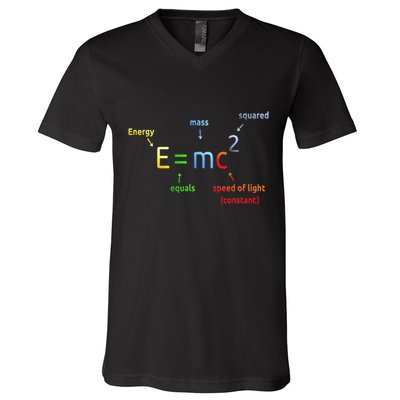 E Equals M C Squared E=Mc2 Science Equation V-Neck T-Shirt