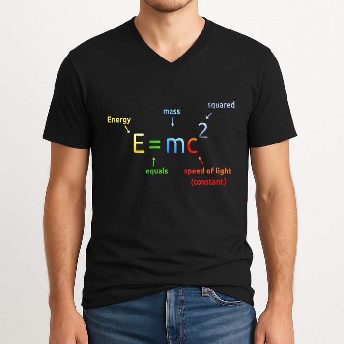 E Equals M C Squared E=Mc2 Science Equation V-Neck T-Shirt