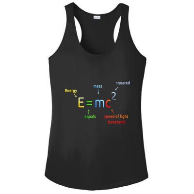 E Equals M C Squared E=Mc2 Science Equation Ladies PosiCharge Competitor Racerback Tank