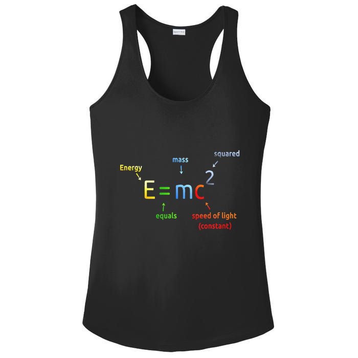 E Equals M C Squared E=Mc2 Science Equation Ladies PosiCharge Competitor Racerback Tank