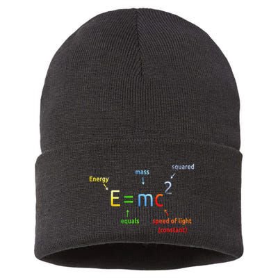 E Equals M C Squared E=Mc2 Science Equation Sustainable Knit Beanie