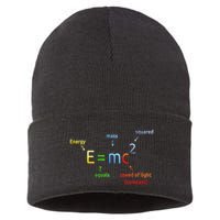 E Equals M C Squared E=Mc2 Science Equation Sustainable Knit Beanie