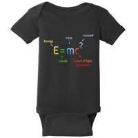 E Equals M C Squared E=Mc2 Science Equation Baby Bodysuit