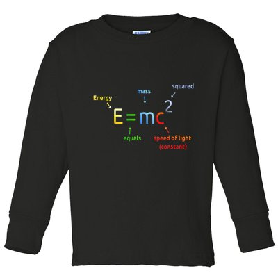 E Equals M C Squared E=Mc2 Science Equation Toddler Long Sleeve Shirt