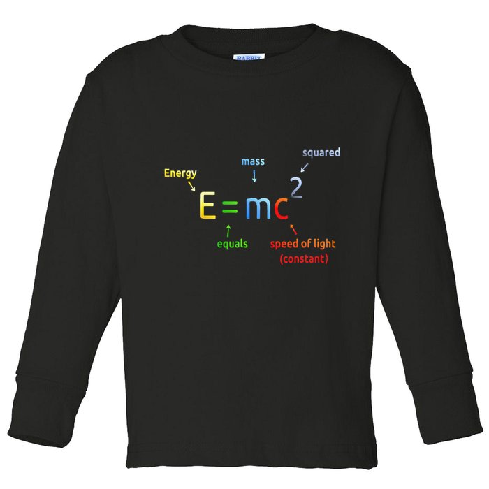 E Equals M C Squared E=Mc2 Science Equation Toddler Long Sleeve Shirt