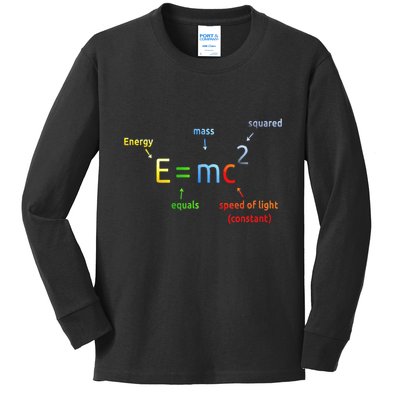 E Equals M C Squared E=Mc2 Science Equation Kids Long Sleeve Shirt