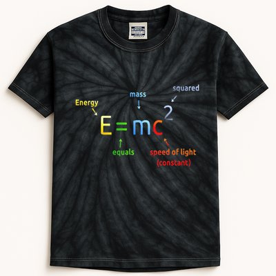 E Equals M C Squared E=Mc2 Science Equation Kids Tie-Dye T-Shirt