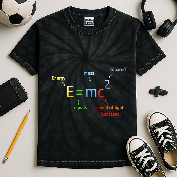 E Equals M C Squared E=Mc2 Science Equation Kids Tie-Dye T-Shirt