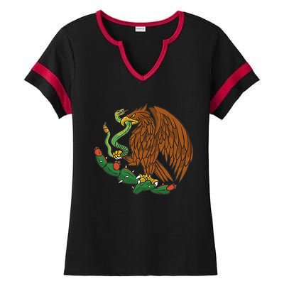 Eagle Emblem Mexico Mexican Flag Cinco De Mayo Mexican Roots Ladies Halftime Notch Neck Tee