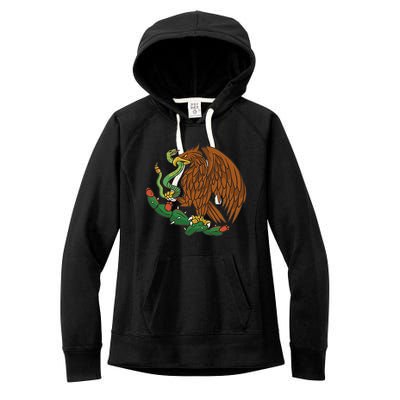 Eagle Emblem Mexico Mexican Flag Cinco De Mayo Mexican Roots Women's Fleece Hoodie