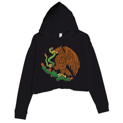 Eagle Emblem Mexico Mexican Flag Cinco De Mayo Mexican Roots Crop Fleece Hoodie