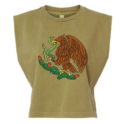 Eagle Emblem Mexico Mexican Flag Cinco De Mayo Mexican Roots Garment-Dyed Women's Muscle Tee