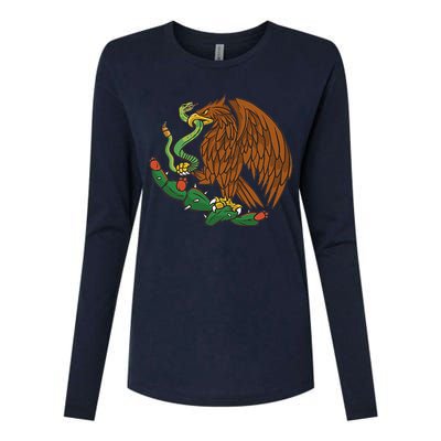 Eagle Emblem Mexico Mexican Flag Cinco De Mayo Mexican Roots Womens Cotton Relaxed Long Sleeve T-Shirt