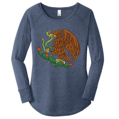 Eagle Emblem Mexico Mexican Flag Cinco De Mayo Mexican Roots Women's Perfect Tri Tunic Long Sleeve Shirt