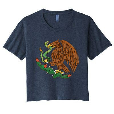 Eagle Emblem Mexico Mexican Flag Cinco De Mayo Mexican Roots Women's Crop Top Tee