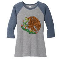 Eagle Emblem Mexico Mexican Flag Cinco De Mayo Mexican Roots Women's Tri-Blend 3/4-Sleeve Raglan Shirt