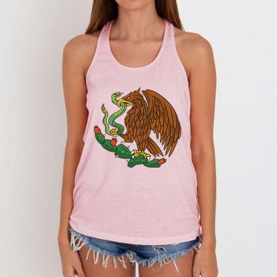 Eagle Emblem Mexico Mexican Flag Cinco De Mayo Mexican Roots Women's Knotted Racerback Tank