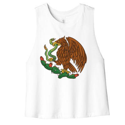 Eagle Emblem Mexico Mexican Flag Cinco De Mayo Mexican Roots Women's Racerback Cropped Tank